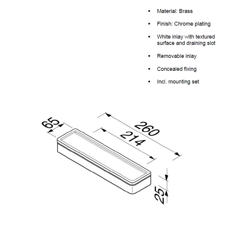 Geesa "Frame" 918805-02 260mm Shelf with white inlay