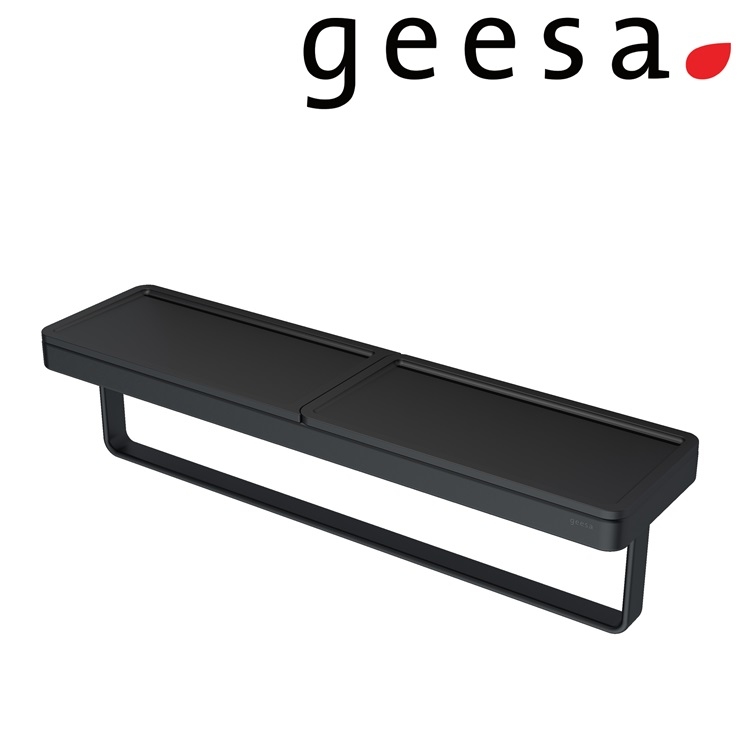 Geesa "Frame" 918853-06-06-420 420mm Shelf with towel rail in black