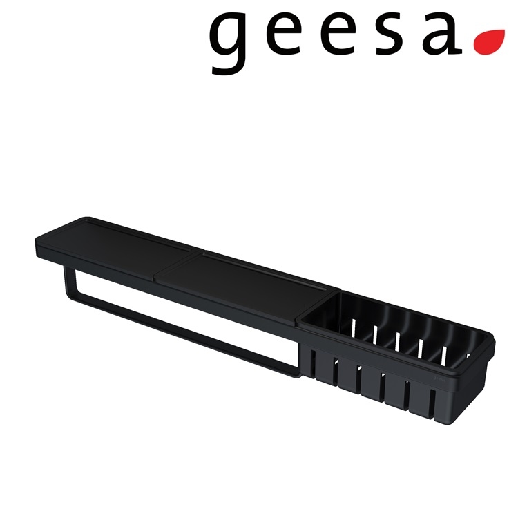 Geesa "Frame" 918854-06-06-630 630mm Shelf with towel rail & basket in black