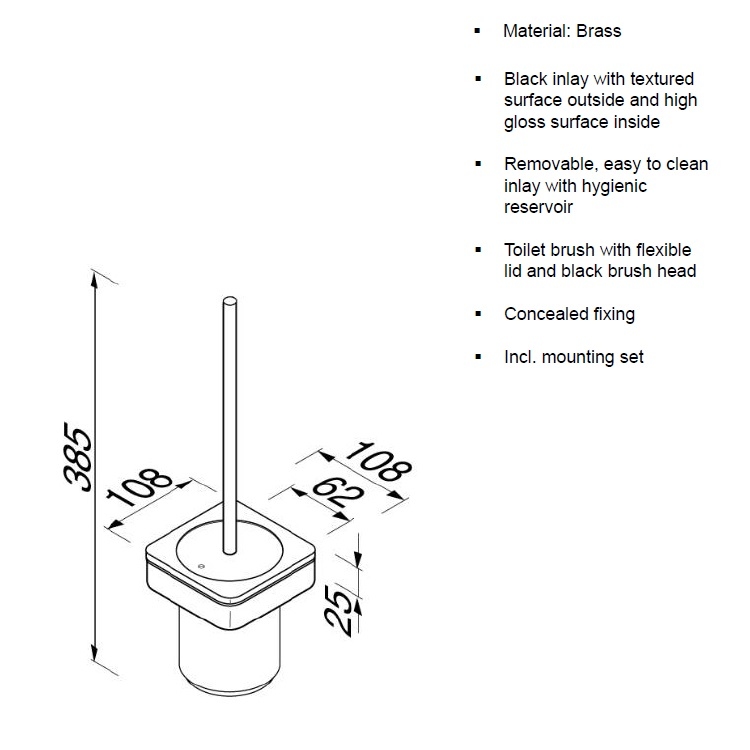Geesa "Frame" 918811-06-06 Wall mounted toilet brush holder in black