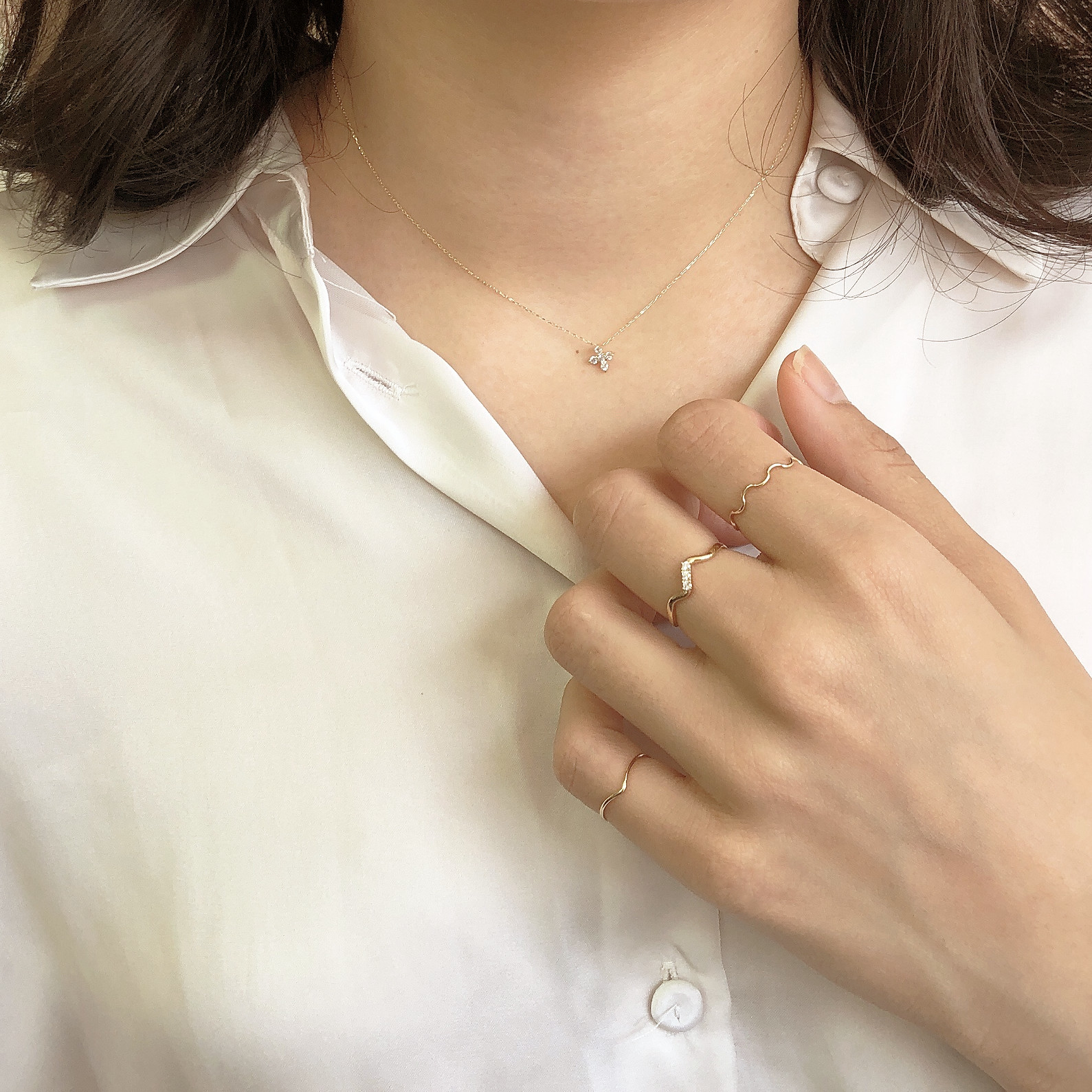 10K/十字小花項鍊