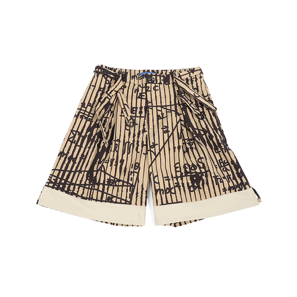 雙腰帶打折短褲 - 平行時空卡其