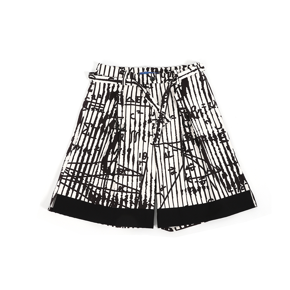 雙腰帶打折短褲 - 平行時空白