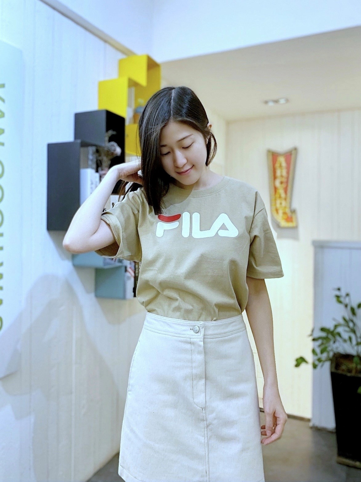 日版 Fila Big Logo T-Shirt (Beige)