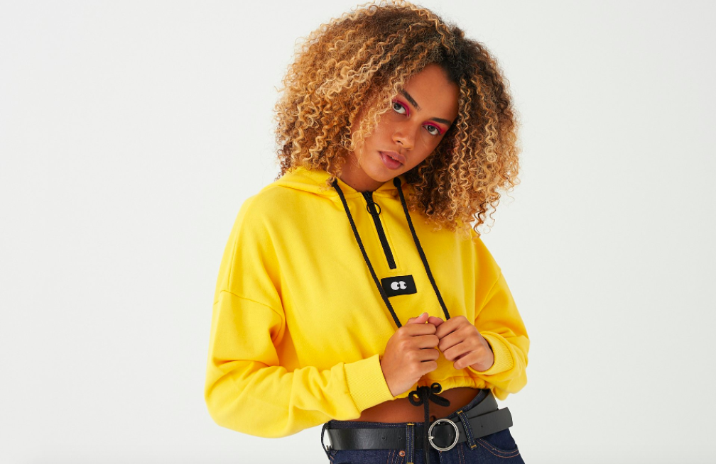 Lazy Oaf Yellow Cropped Hoodie