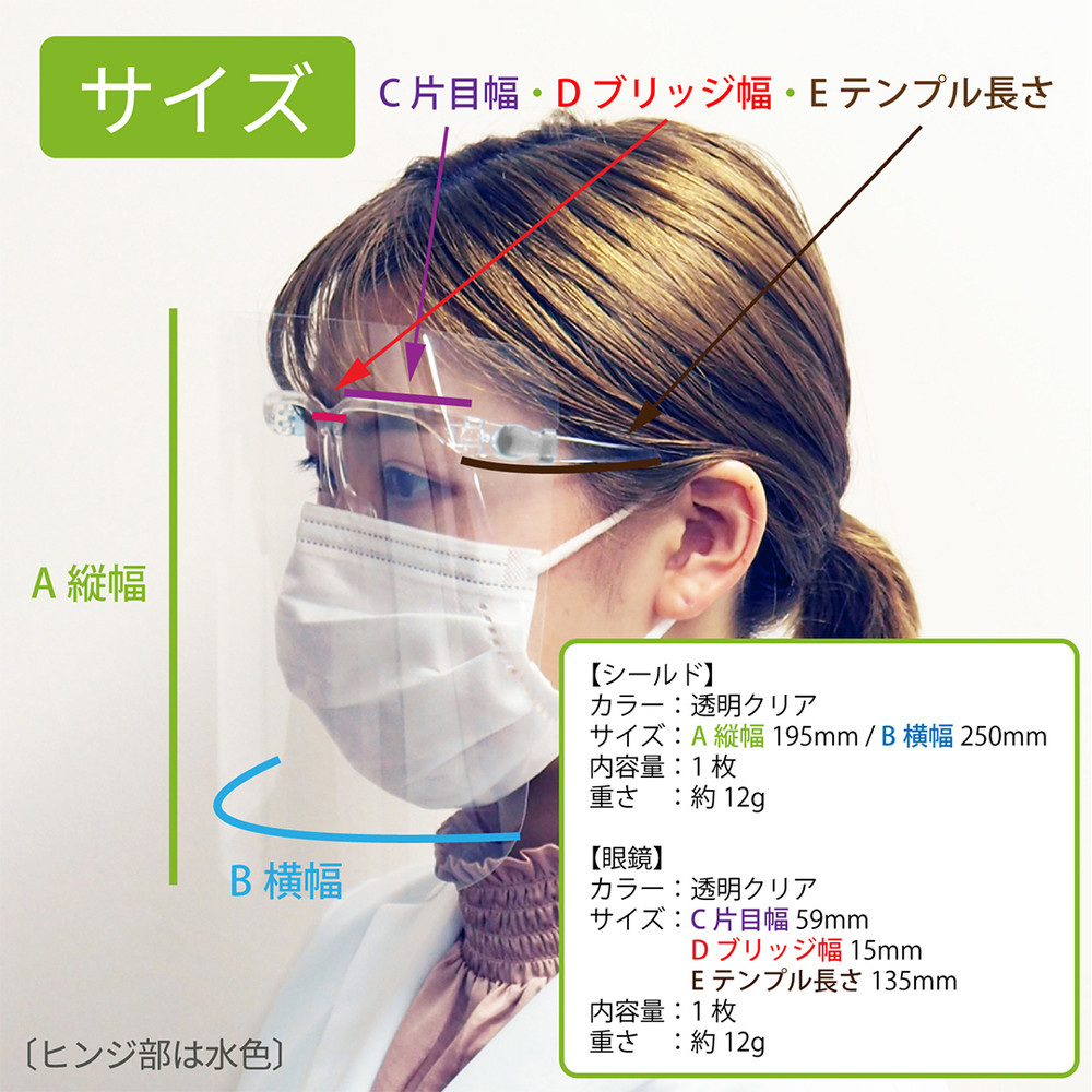 最新發賣中 拋棄式防飛沫用超輕量面罩 1 支眼鏡 5個透明防護罩