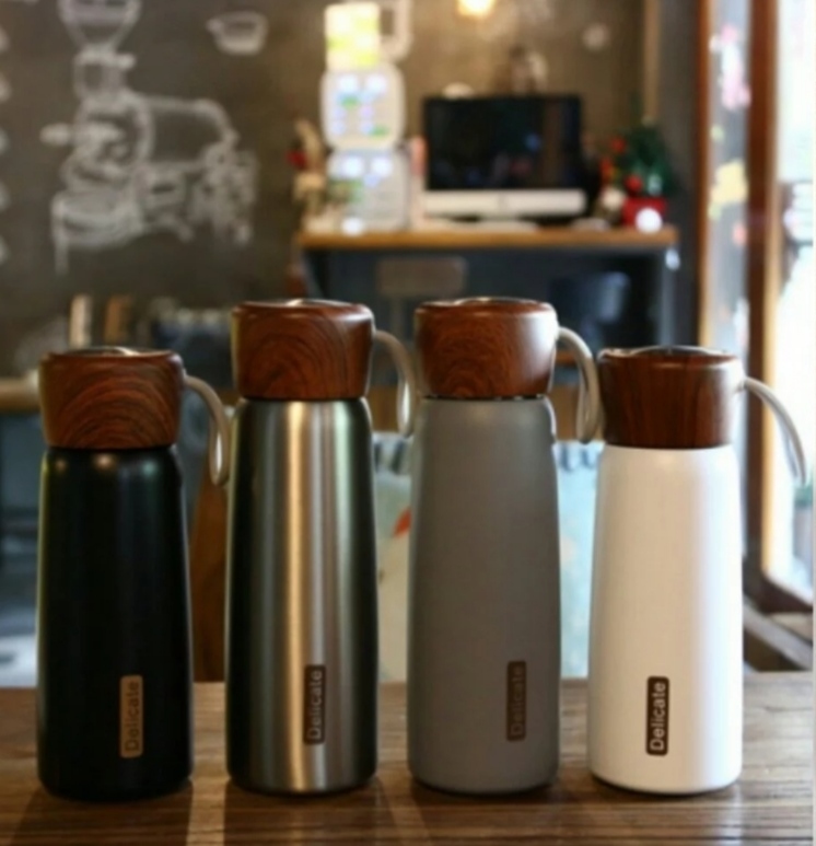 日式簡約木紋保溫杯