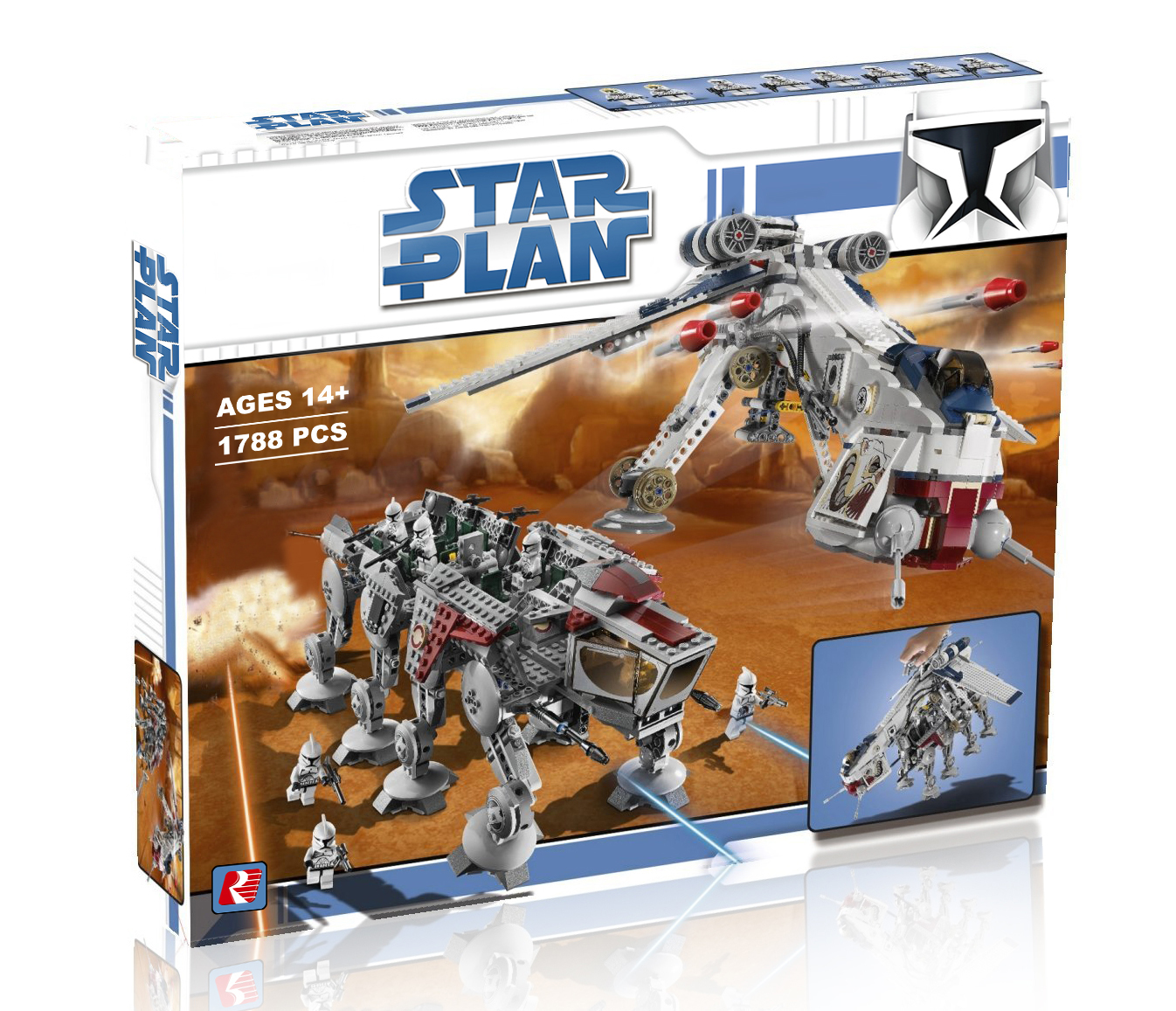 STAR WARS REPUBLIC DROPSHIP WITH AT-OT WALKER Buildings Set Fit Lego NO BOX KG19014