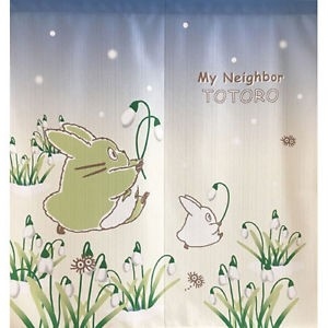 門簾 四季和植物 雪花蓮和龍貓