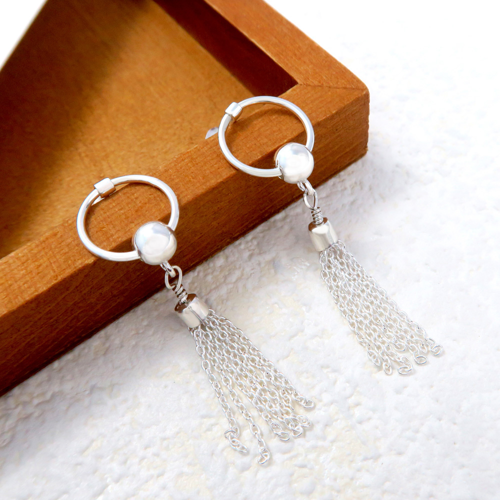 耳環 復古心圓流蘇 925純銀耳環