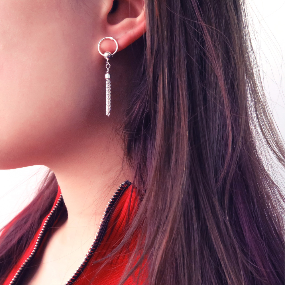 耳環 復古心圓流蘇 925純銀耳環