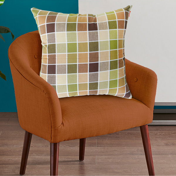 歐風純棉抱枕(45x45cm)(60x60cm)_方格咖