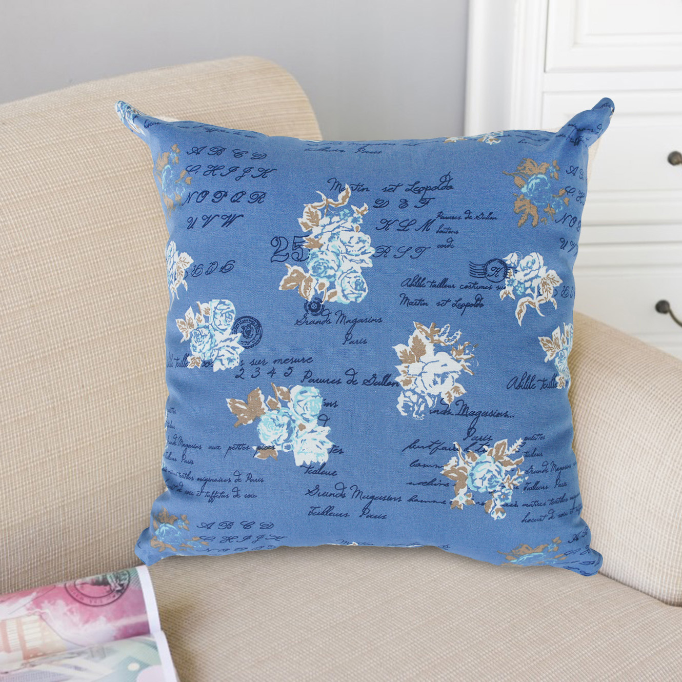 歐風純棉抱枕(45x45cm)(60x60cm)_單寧