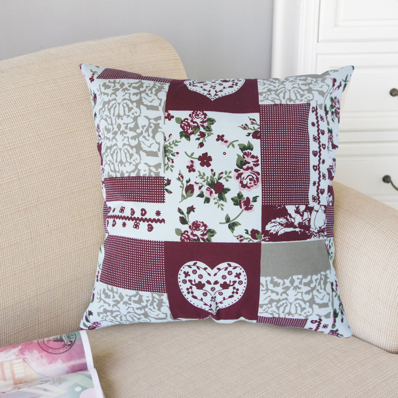 歐風純棉抱枕(45x45cm)(60x60cm)_愛心