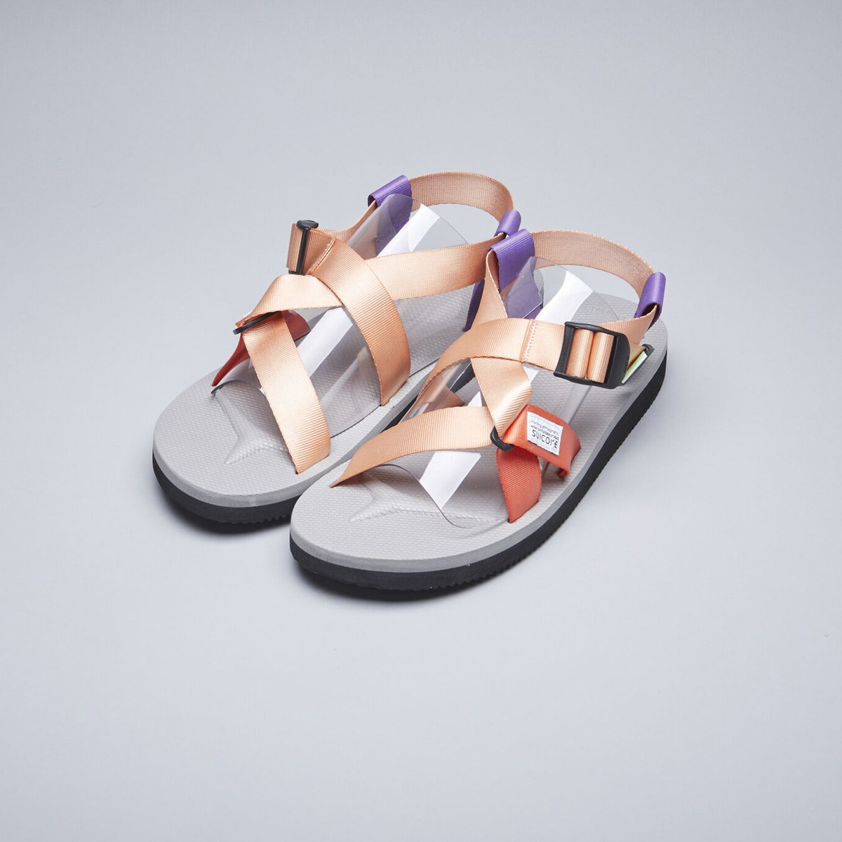 [出清商品售出無退換] SUICOKE CHIN2-CAB OG-023-2CAB 粉紅 灰底 灰粉 綁帶 抗菌鞋床 涼鞋 魔鬼氈【SK200232CABPG】