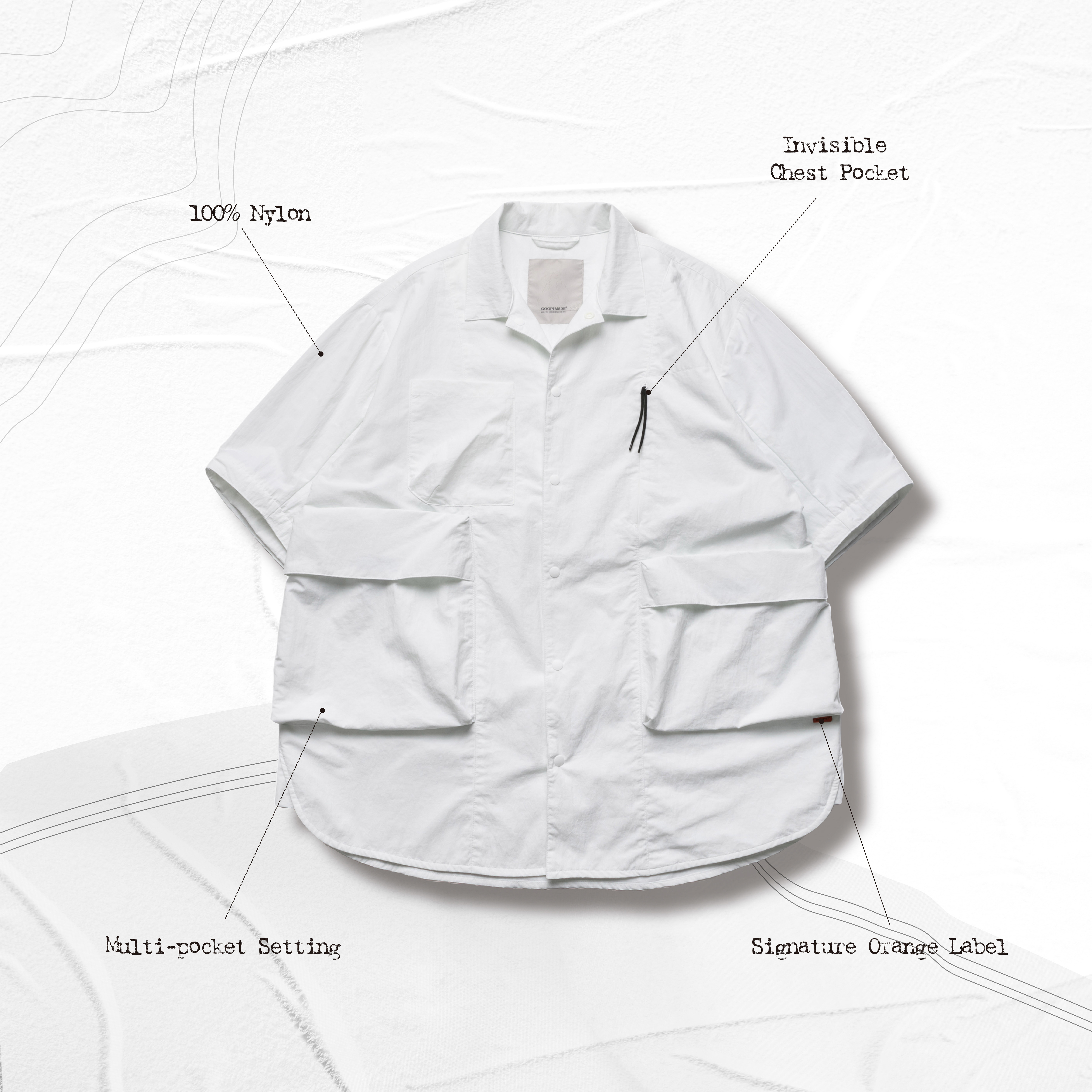 TS-01” 2-way Functional SHIRT - Pure white