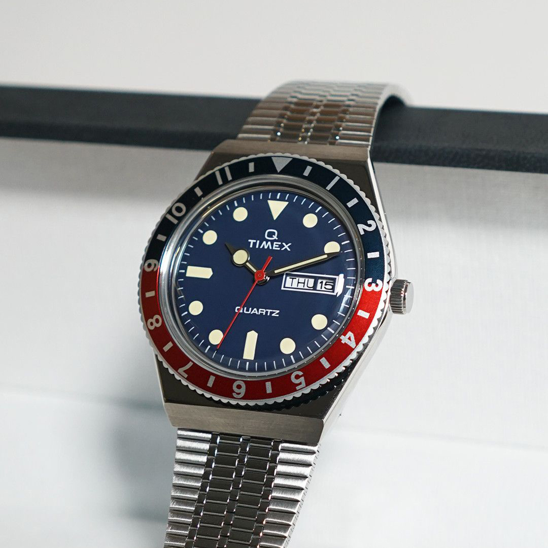 鐘古時代｜ Q Timex 38mm 復刻版百事圈藍面石英錶TW2T80700