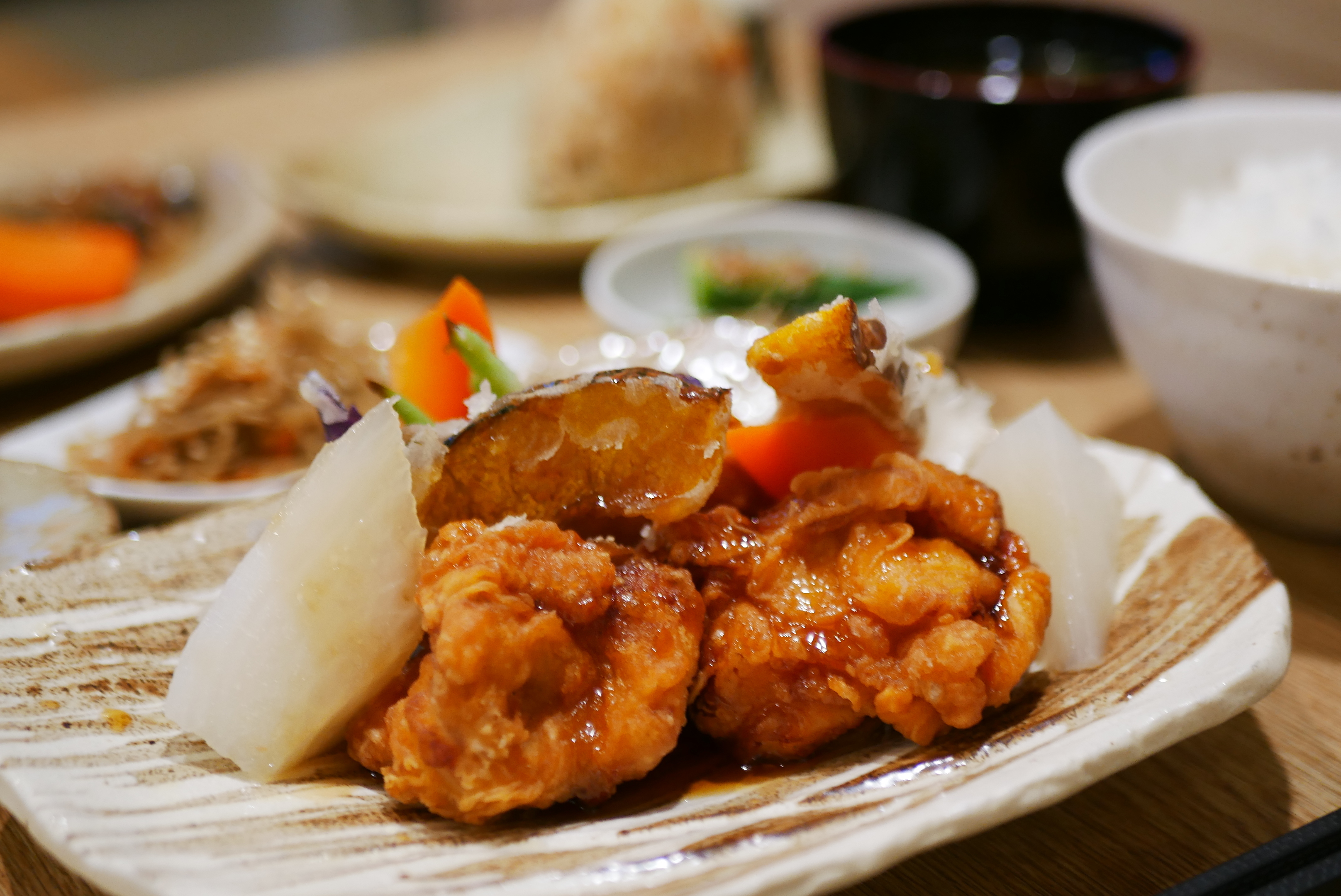 醋溜野菜唐揚雞定食