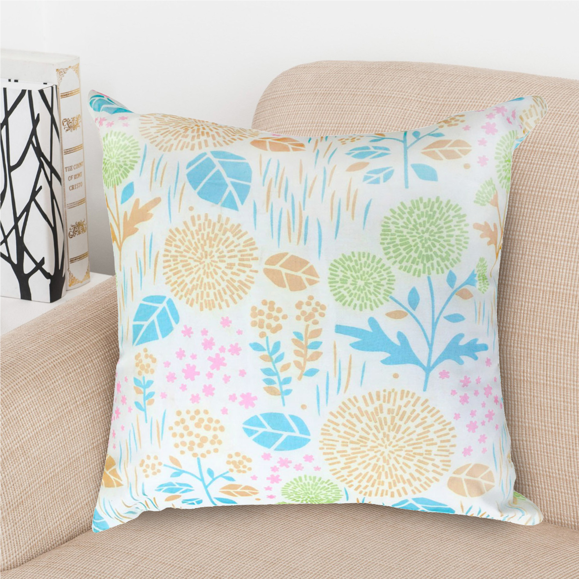 夏威夷棉紗抱枕(45x45cm)(60x60cm)_花卉綠