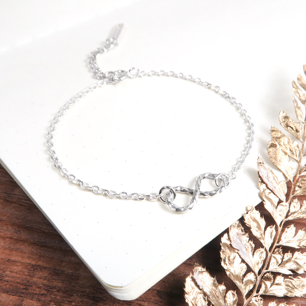 方線麻花無限手鍊-925純銀手鍊