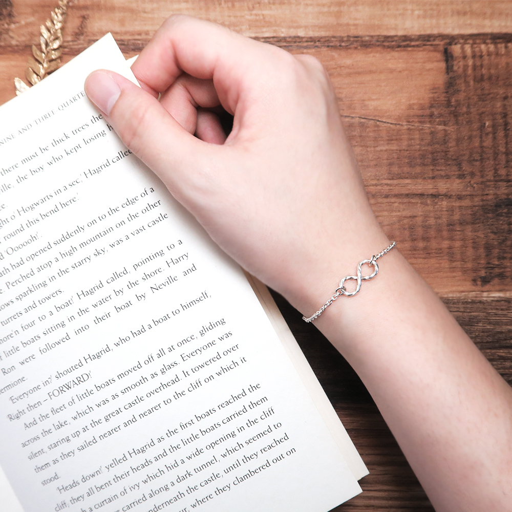 方線麻花無限手鍊-925純銀手鍊