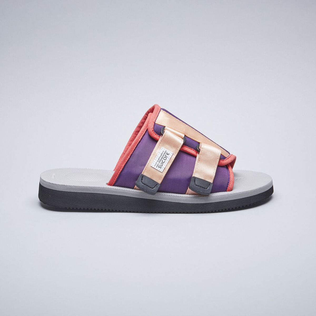 [出清商品售出無退換] SUICOKE KAW-CAB OG-081CAB 粉紅 灰底 灰粉 側扣 麂皮 拖鞋 魔鬼氈【SK20081CABPG】