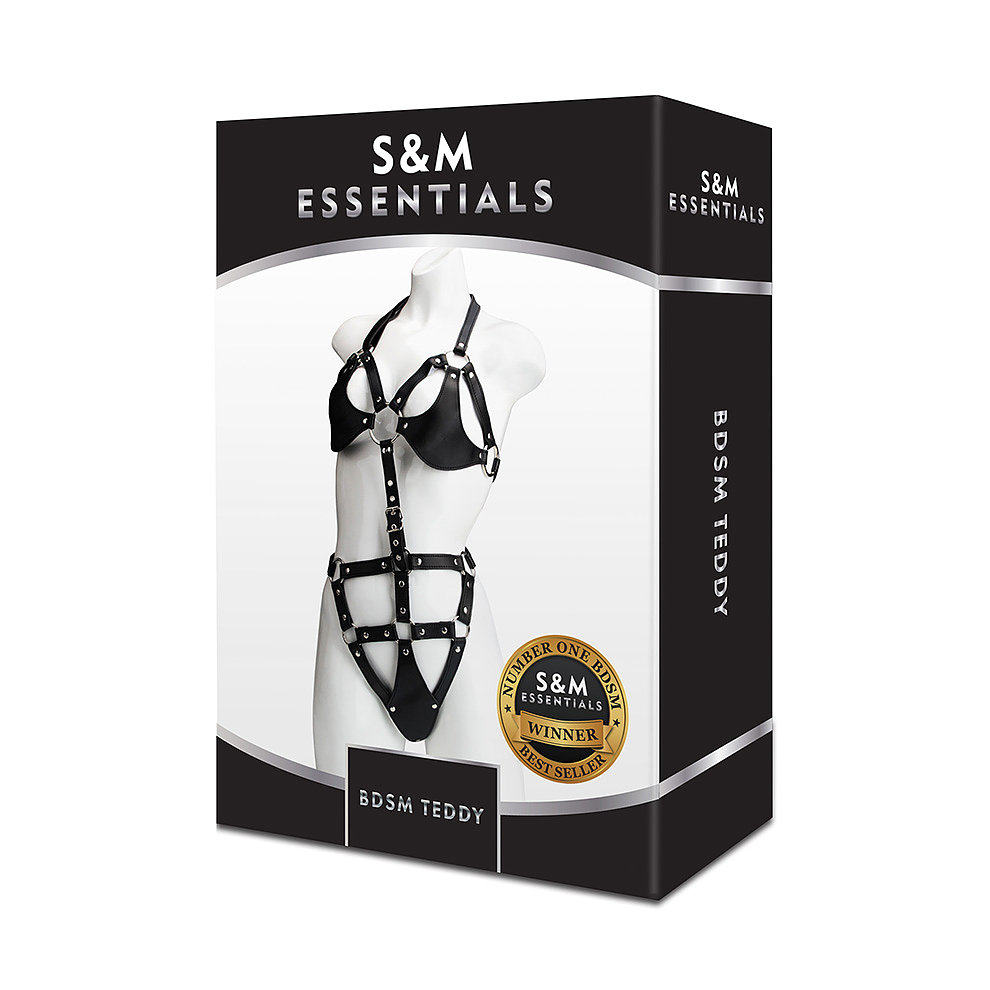 〔美國原裝進口〕S&M Essentials 仿皮SM三點式內衣 (黑色)