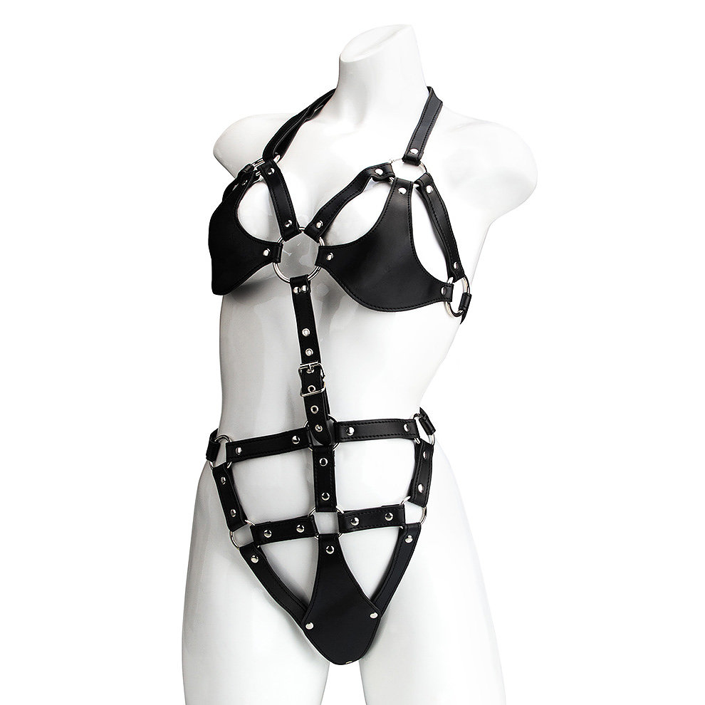 〔美國原裝進口〕S&M Essentials 仿皮SM三點式內衣 (黑色)