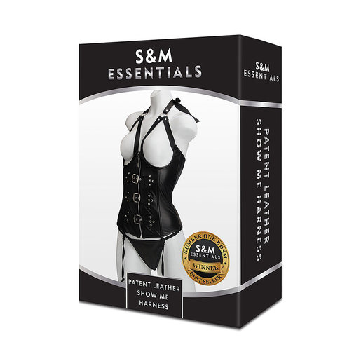 〔美國原裝進口〕S&M Essential 露乳仿皮馬甲套裝 (黑色)