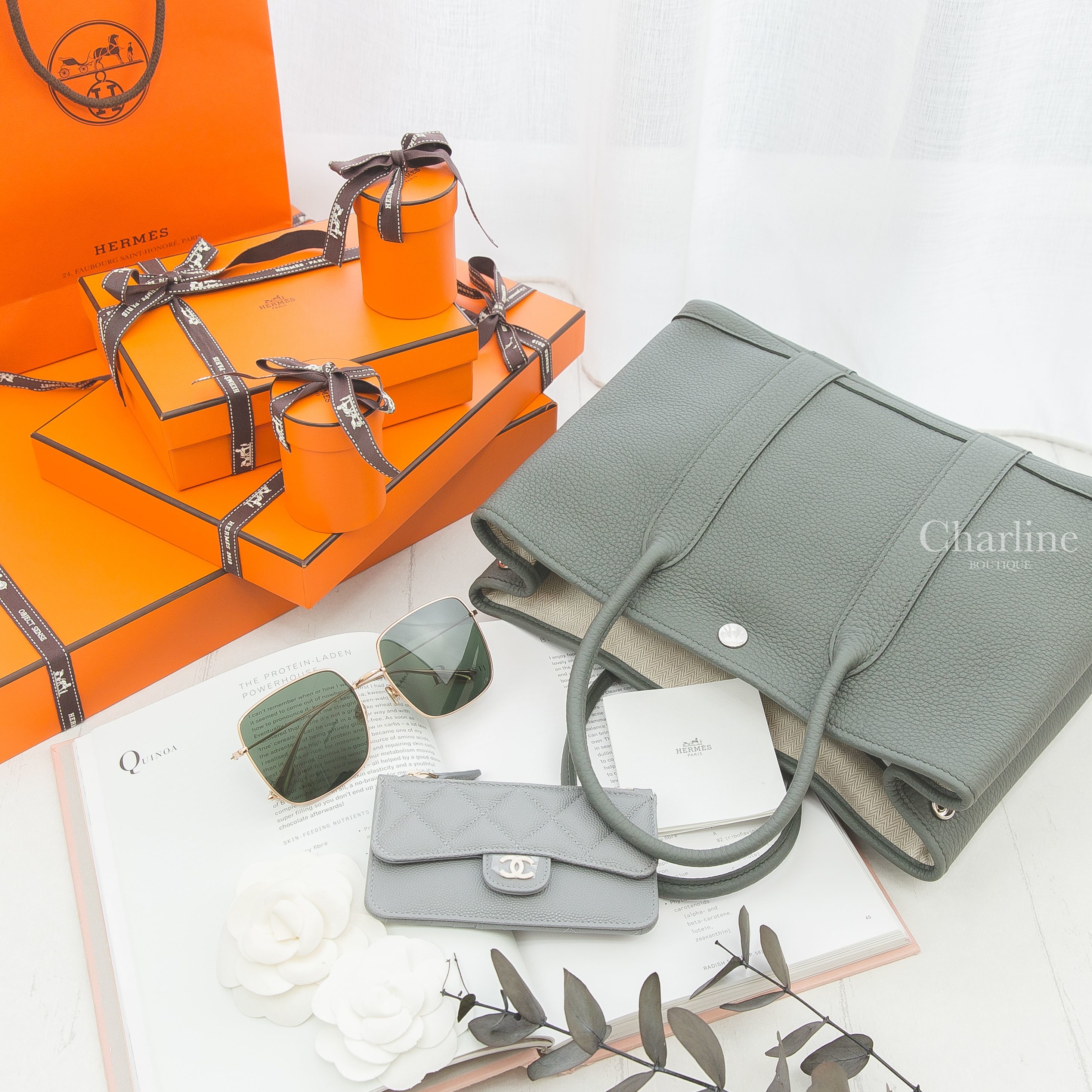 Hermes Garden Party 30cm 63 Vert Amande Veau Negonda 杏仁綠肩背包,Gucci  Ace Sneaker 白色灰尾雷射洞洞GG運動鞋-Charline Boutique 精品代購