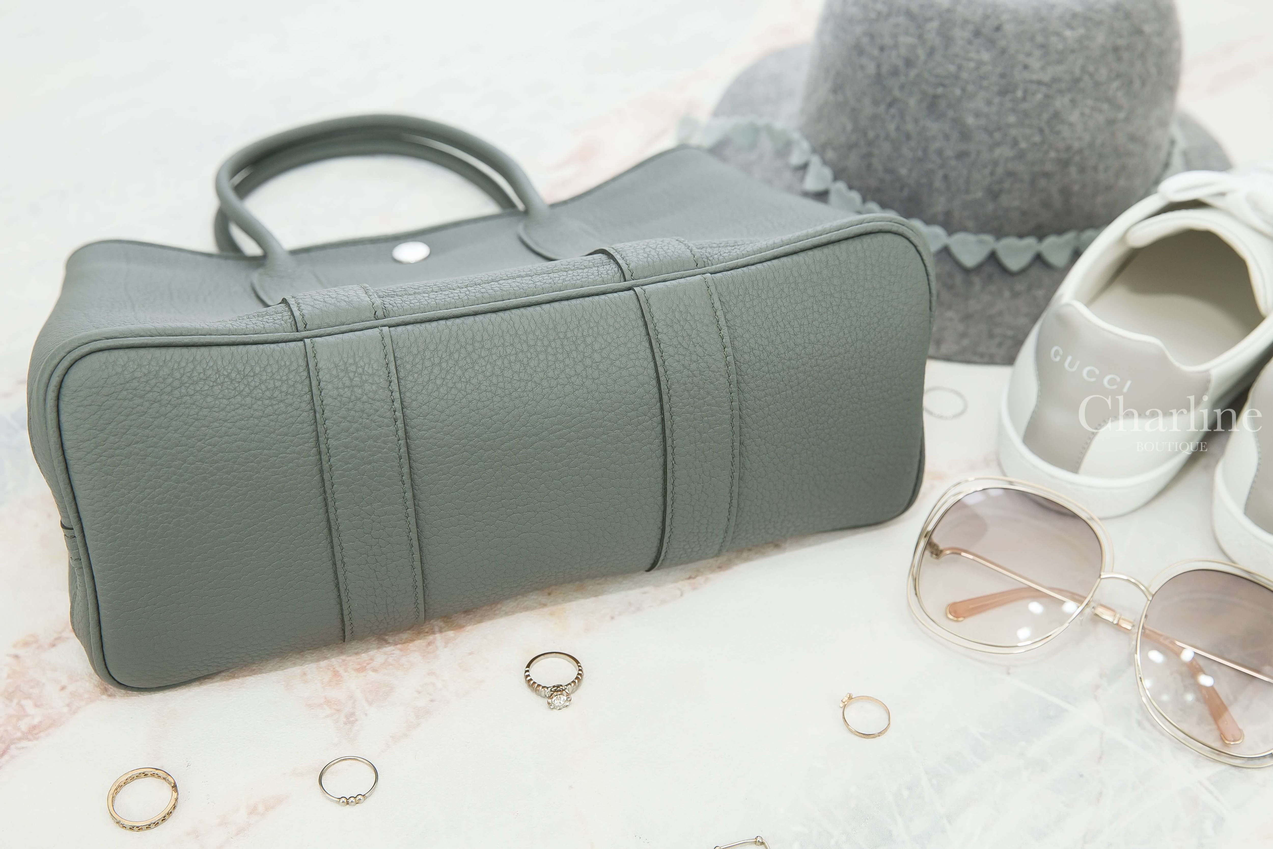 Hermes Garden Party 30cm 63 Vert Amande Veau Negonda 杏仁綠肩背包-Charline Boutique 精品代購