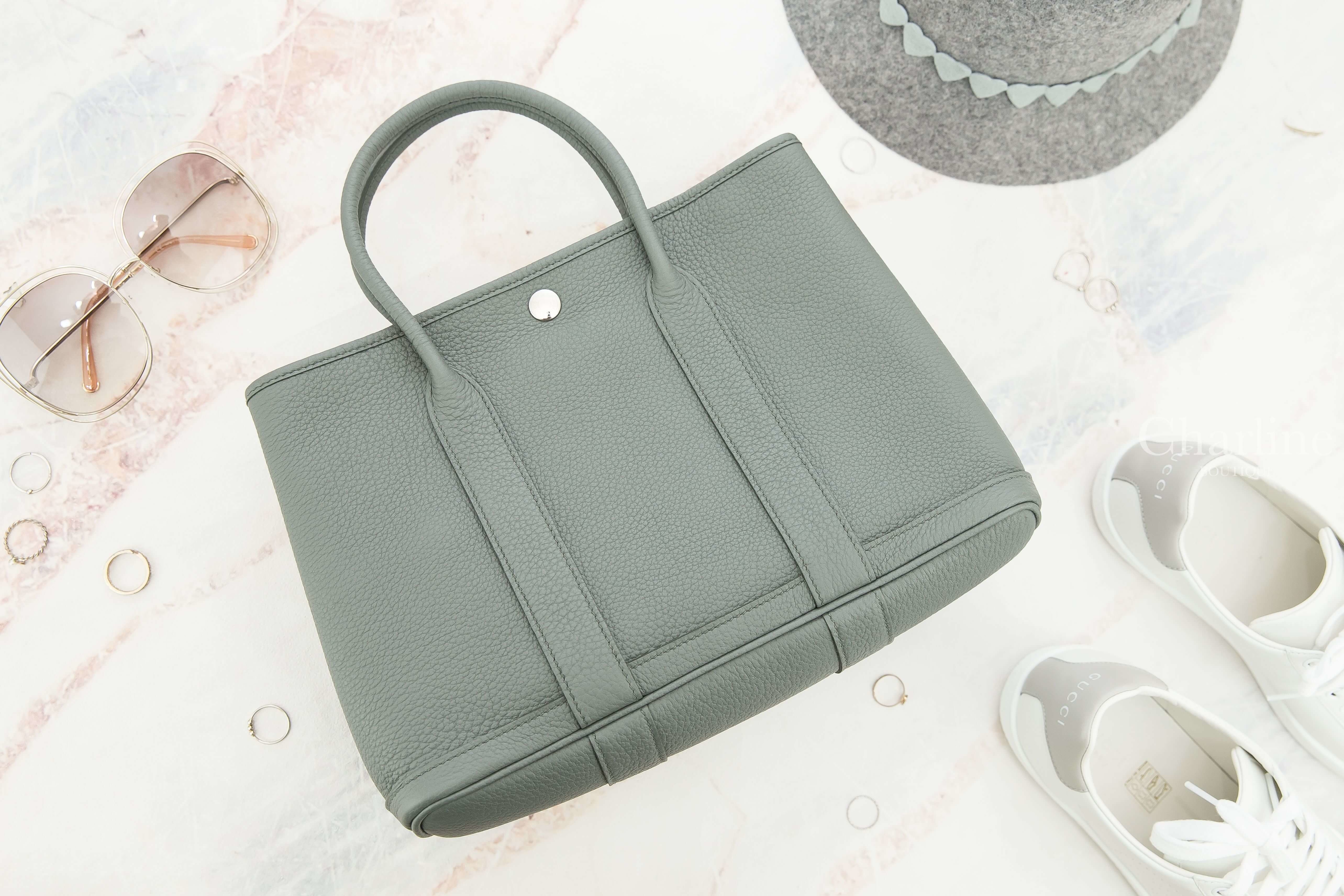 Hermes Garden Party 30cm 63 Vert Amande Veau Negonda 杏仁綠肩背包-Charline Boutique 精品代購