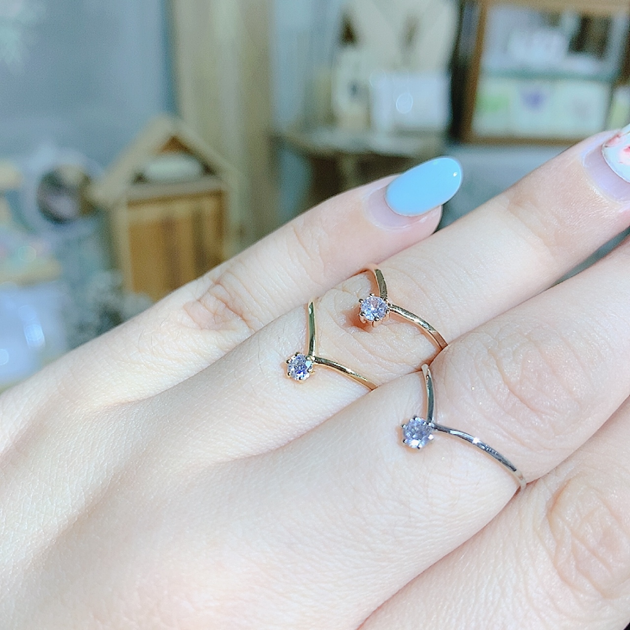 [日本制] 簡約晶石戒指(三色)