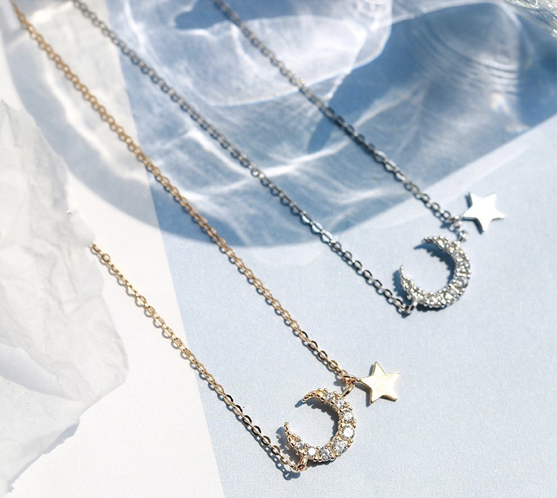 月亮星星帶鑽項鍊