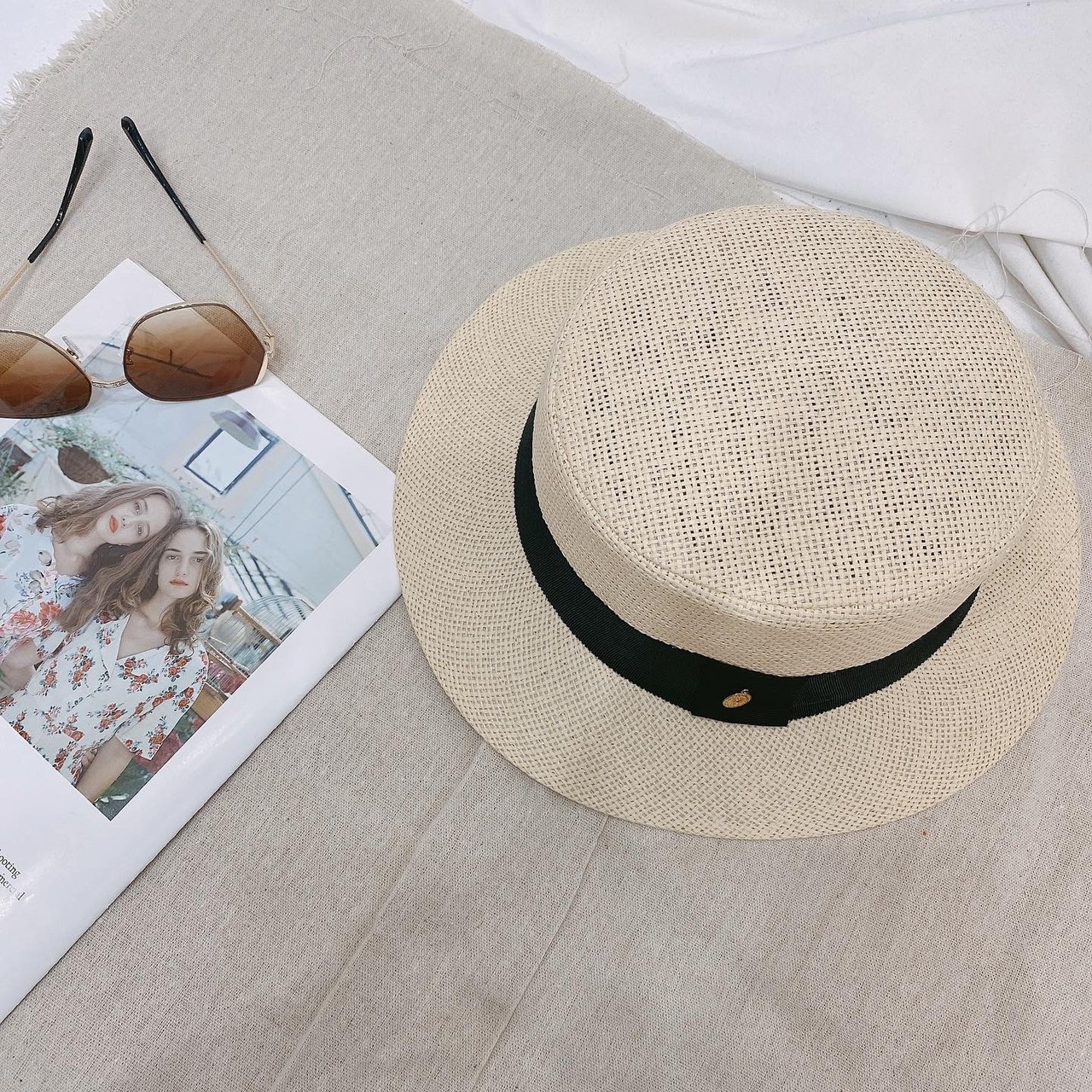 夏日平頂度假風百搭草帽