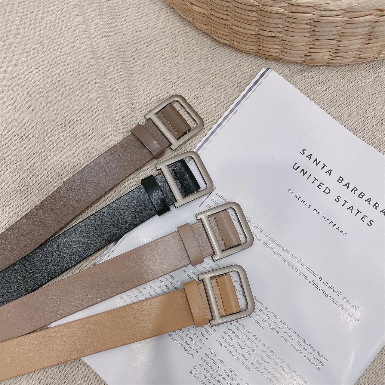 簡約D字皮帶/四色(免打洞)