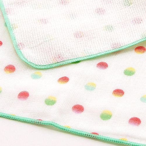 日式紗巾 30x30 (紅綠波點) (日本製)