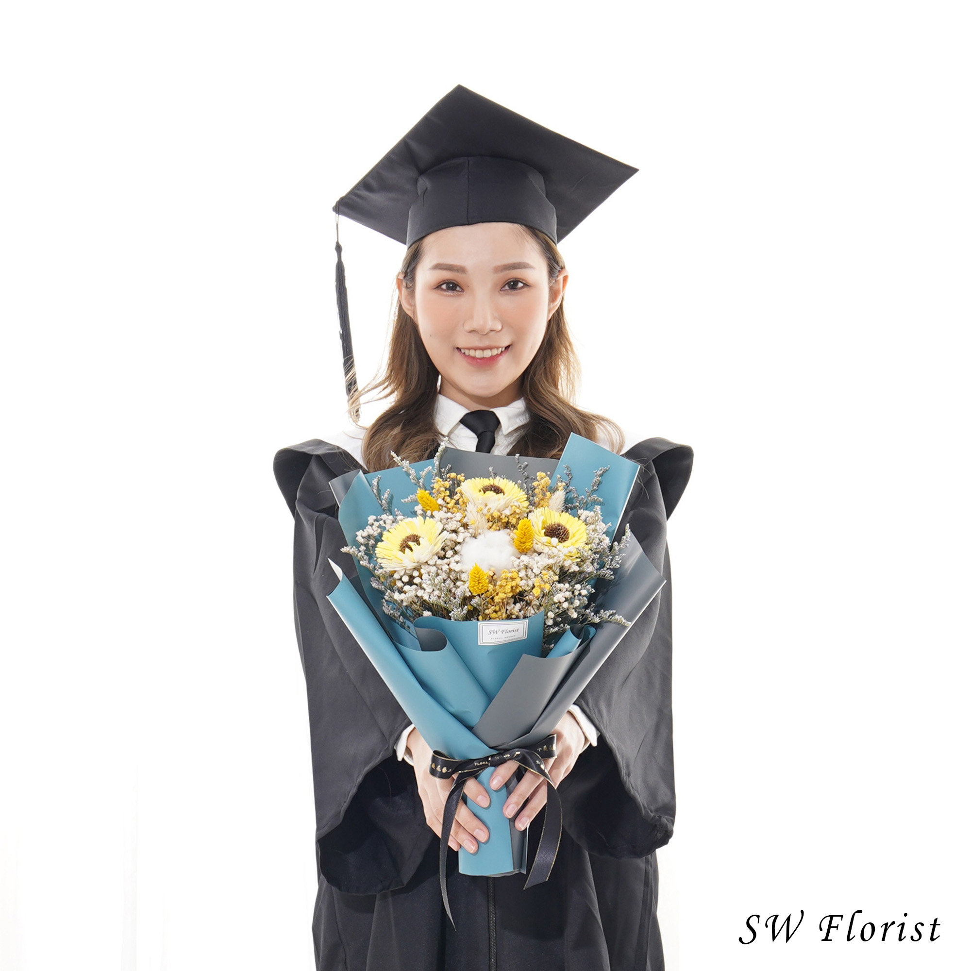 ｜前途似錦 經典黃向日葵 乾燥花束 畢業花束 中型花束｜