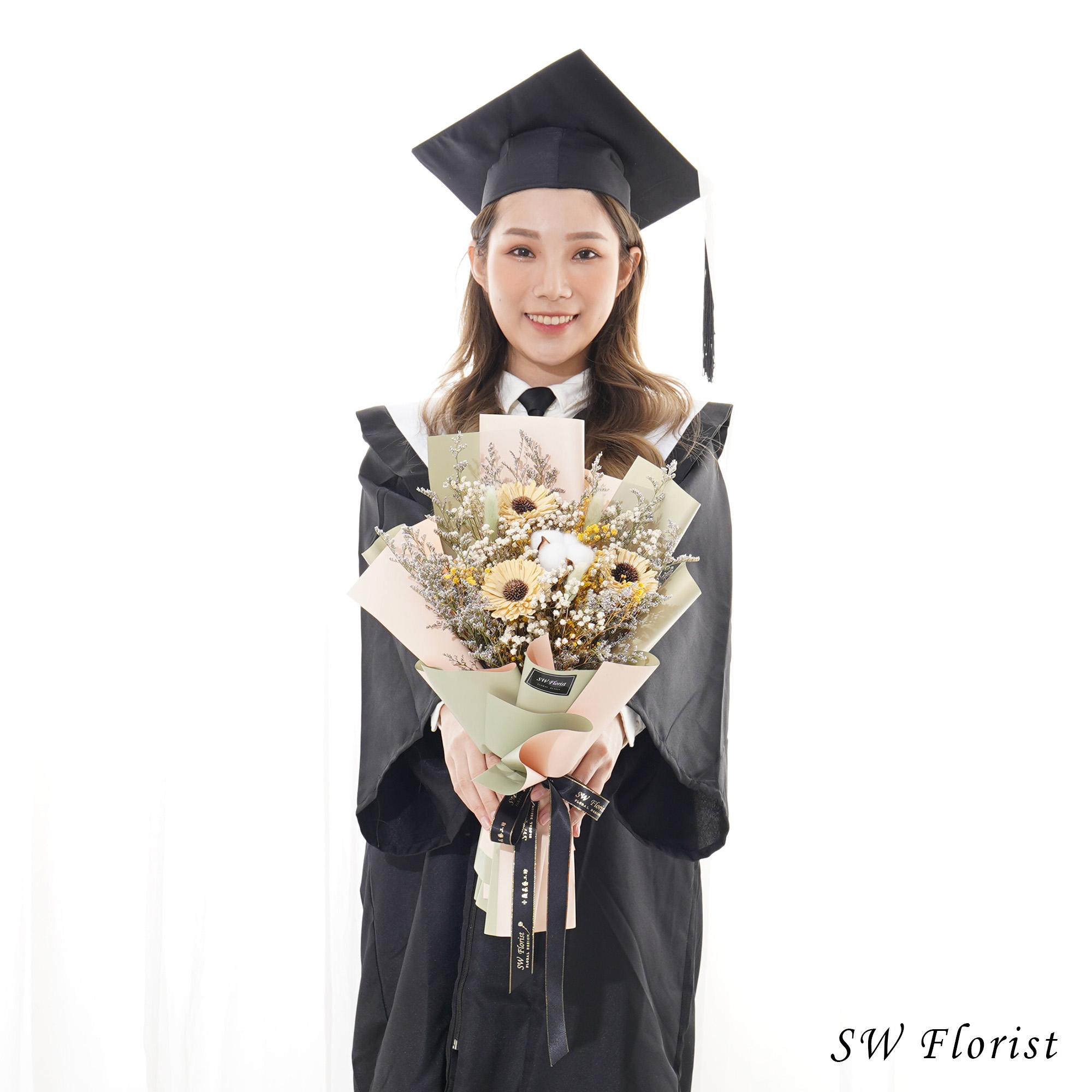 ｜名列前茅 經典黃向日葵 乾燥花束 畢業花束 中型花束｜