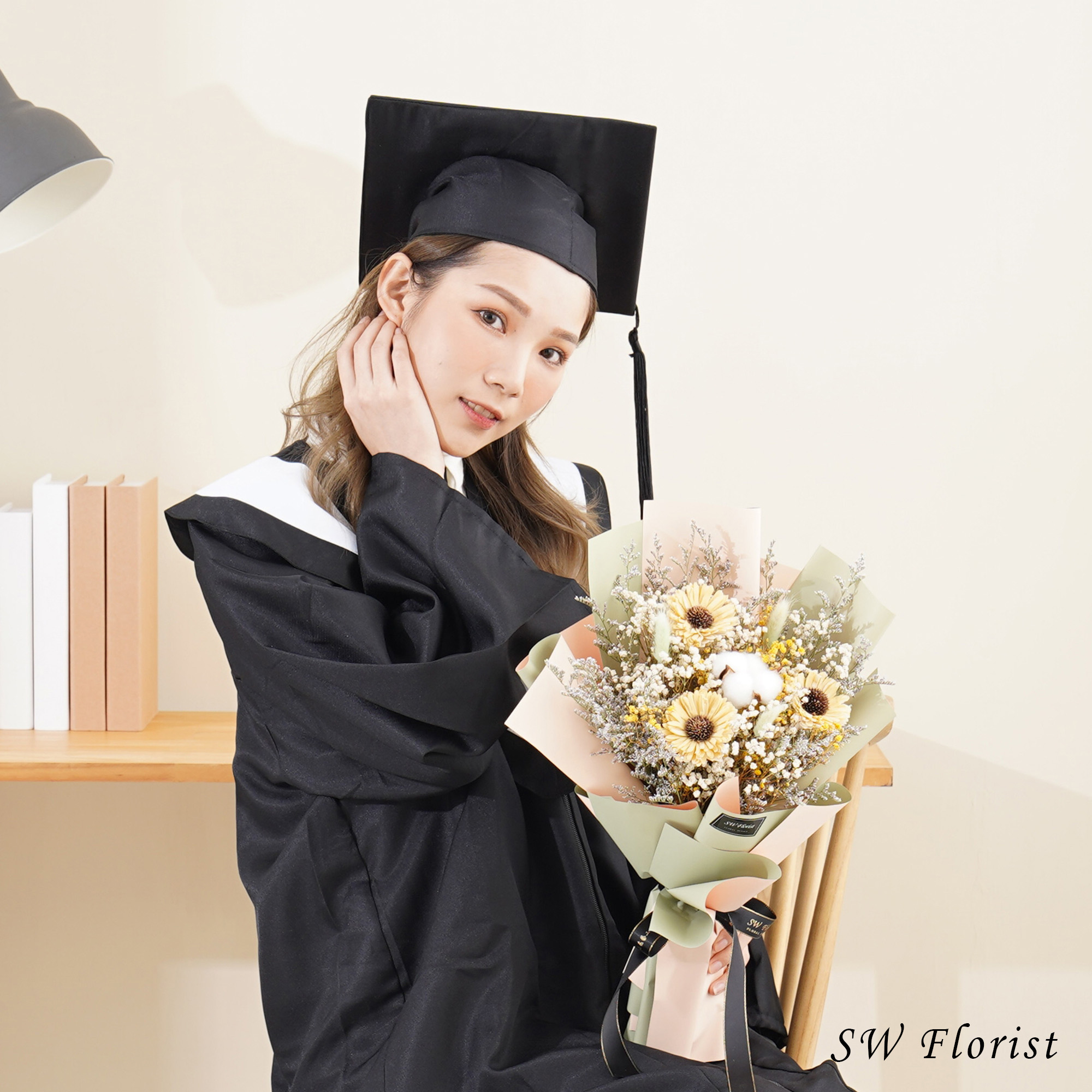 ｜名列前茅 經典黃向日葵 乾燥花束 畢業花束 中型花束｜