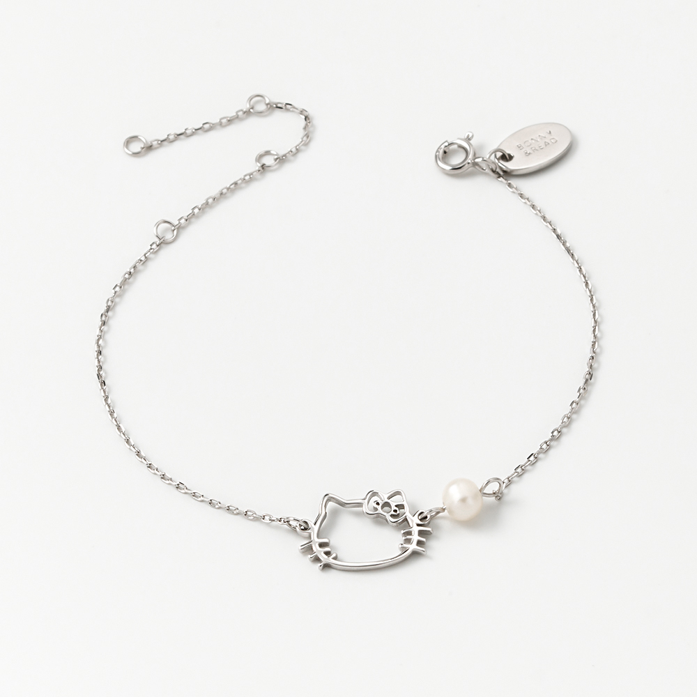 純銀 抗過敏 Hello Kitty 淡水珍珠 手鍊 三麗鷗