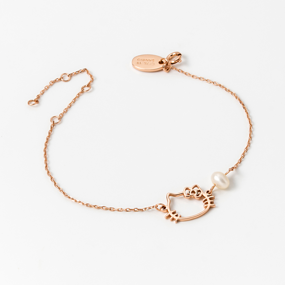 純銀 抗過敏 Hello Kitty 淡水珍珠 手鍊