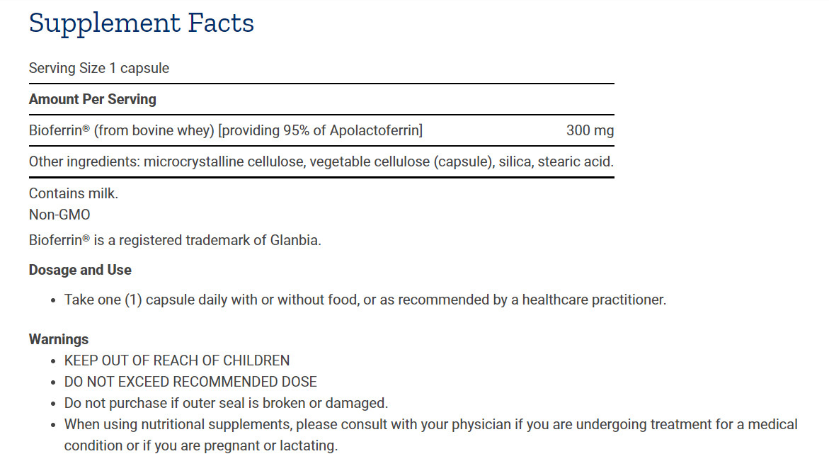 [現貨] 乳鐵蛋白膠囊300mg 60粒 Life Extension Lactoferrin Caps