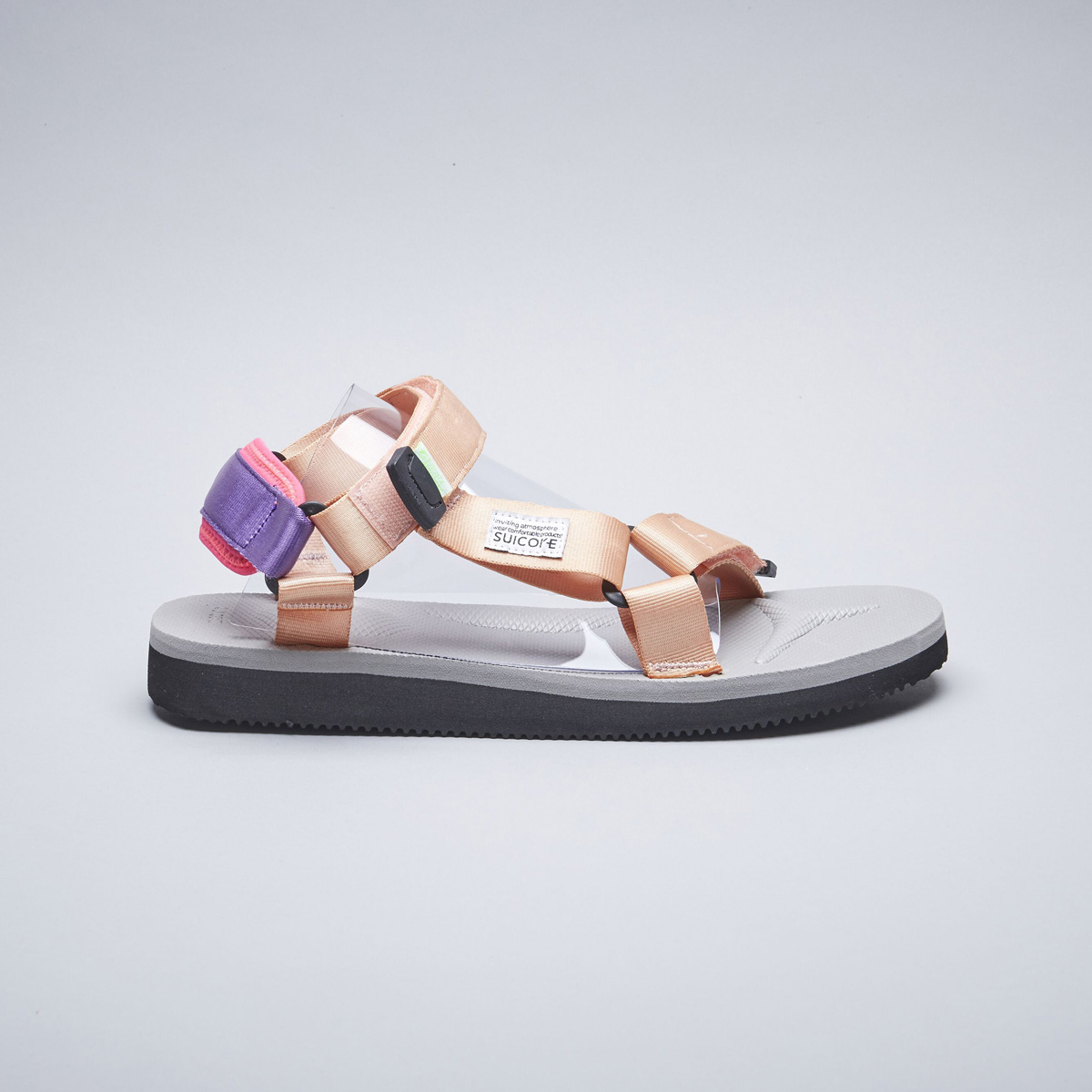 [出清商品售出無退換] SUICOKE DEPA-CAB OG-022CAB 粉紅 灰粉 小丑 抗菌內裡 尼龍 魔鬼氈 休閒涼鞋【SK20022CABPG】