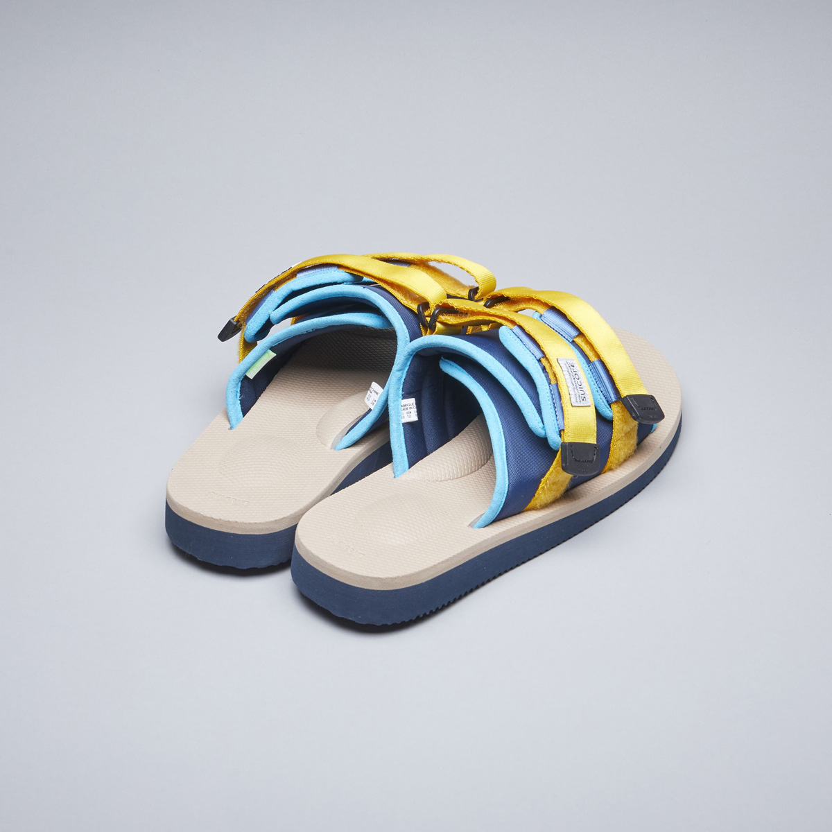 [出清商品售出無退換] SUICOKE MOTO-CAB OG-056CAB 卡其藍 藍黃 拖鞋 抗菌鞋床 魔鬼氈 輕量 薄款【SK20056CABNT】