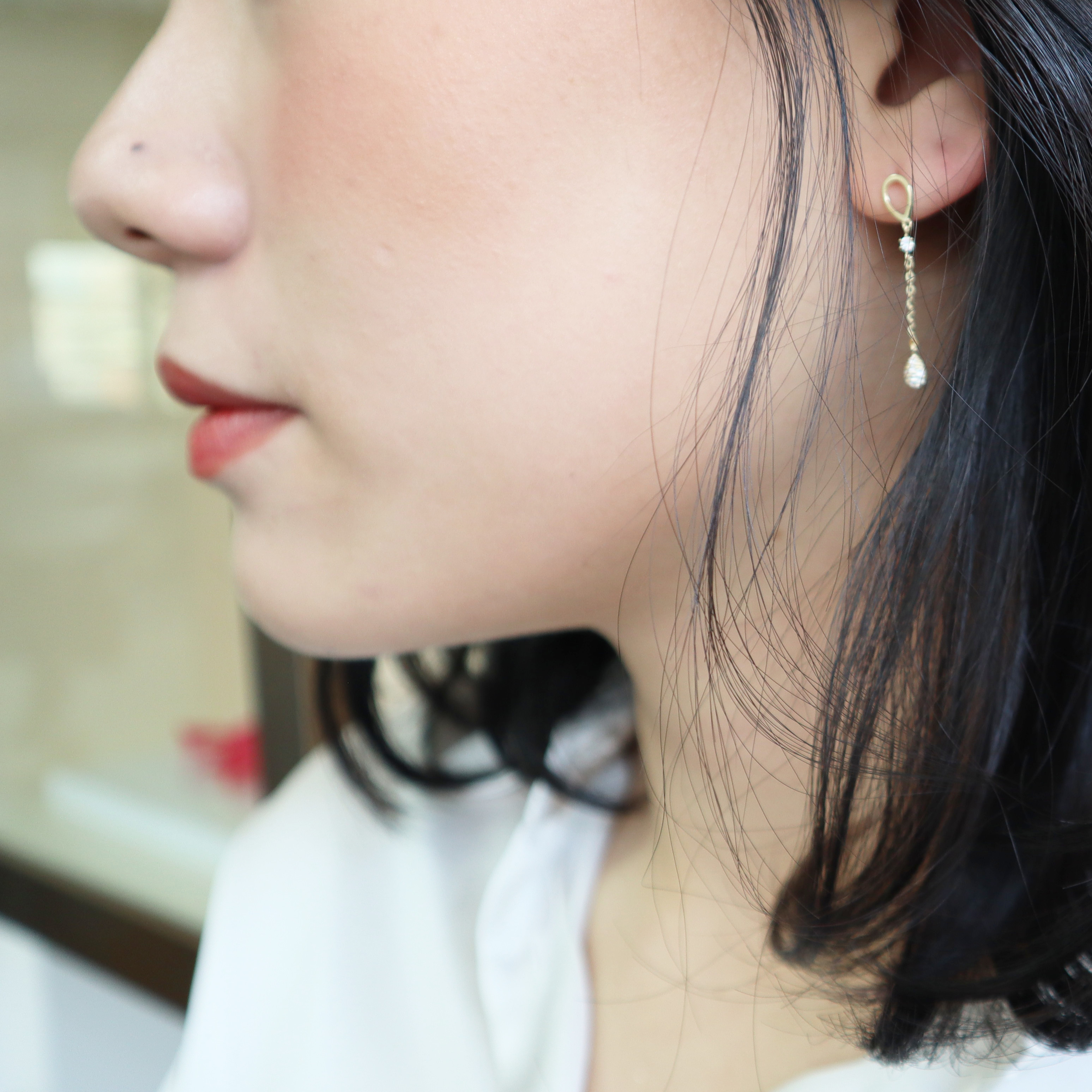 10K/水滴垂墜耳飾