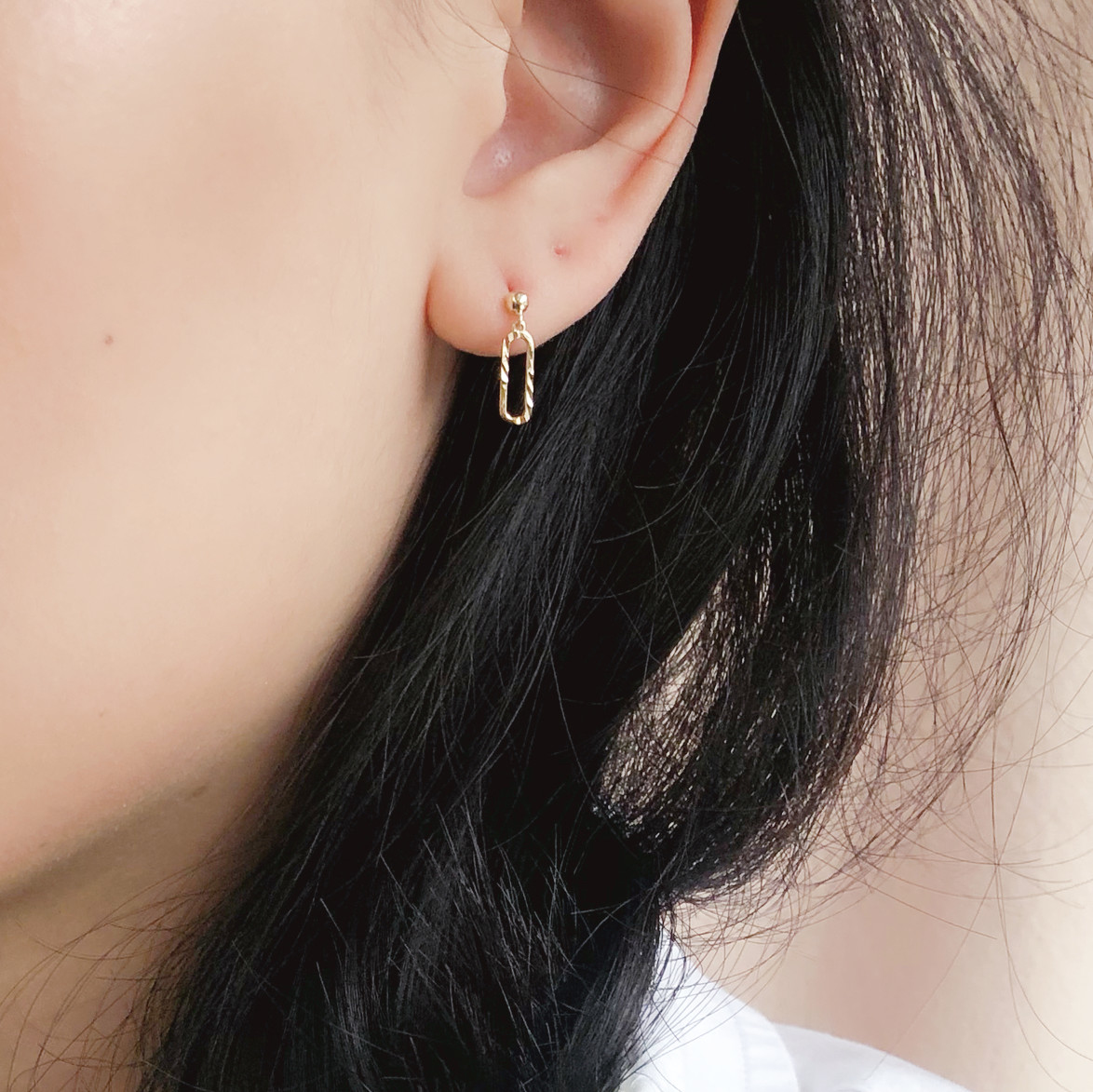 10K/不對稱紋路耳飾