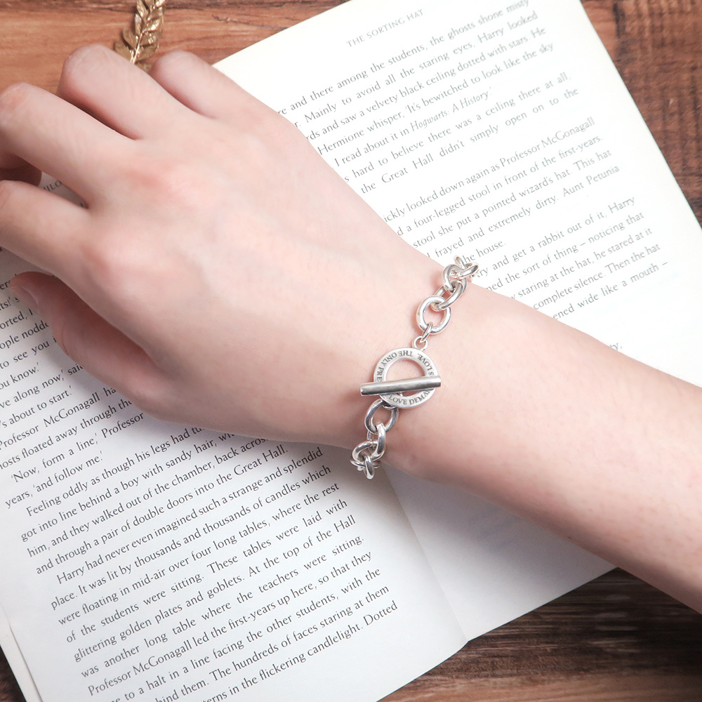 經典厚版OT扣圓圈手鍊【長文刻字版】 925純銀客製化刻字手鍊