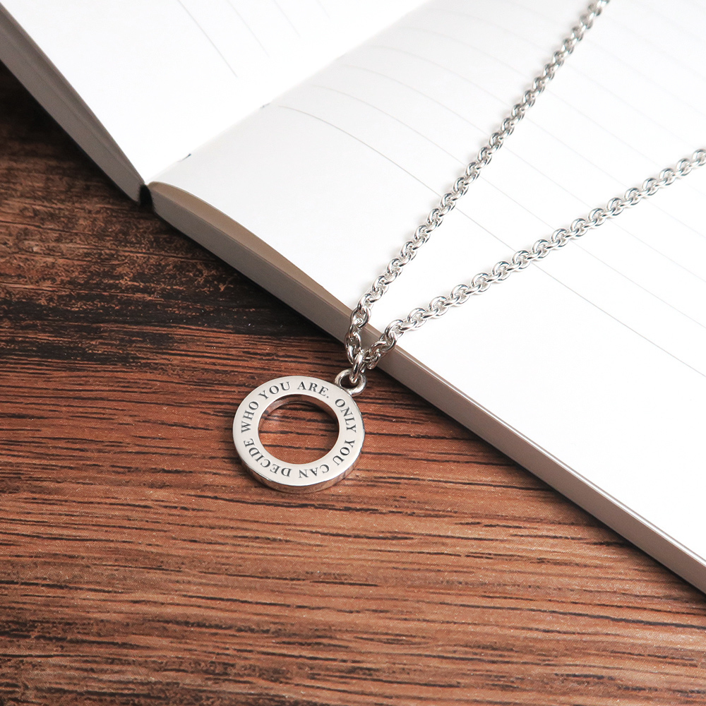 銀白星環刻字項鍊【長文刻字版】 925純銀客製化項鍊