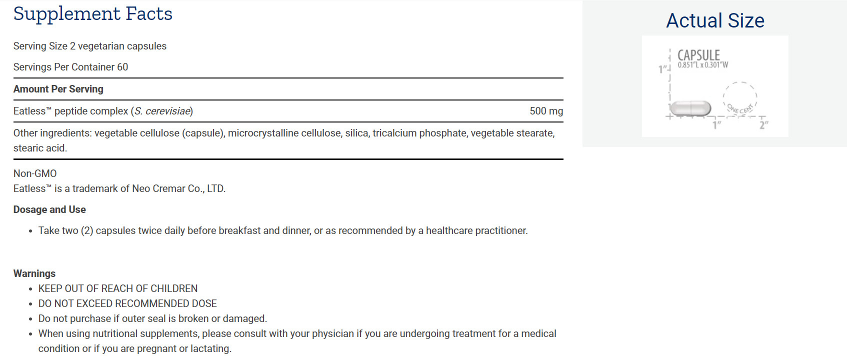 [預購] 無食肽複合物/釀酒酵母 500毫克 120粒Life Extension Waist-Line Control